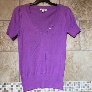 Banana Republic Short Sleeve Knit Top S Purple